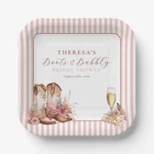 Assiettes En Carton Chaussures Roses & Bridal Shower Cowgirl à bulles