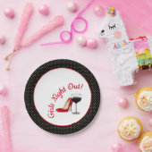 Assiettes En Carton Chaussures Rouges Et Vin Rouge (Fête)