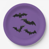 Assiettes En Carton Chauve-souris d'Halloween (Devant)
