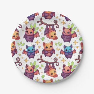 ASSIETTES EN CARTON CHAUVE-SOURIS D'HALLOWEEN