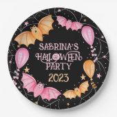 Assiettes En Carton Chauves-souris, Ballons + Araignées Pastel Hallowe (Devant)