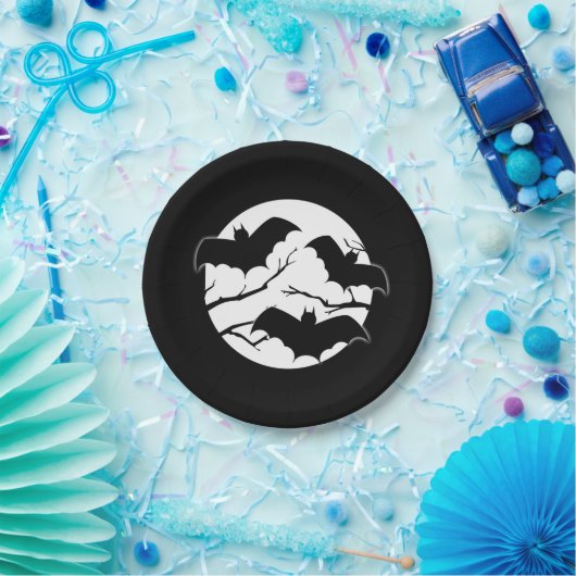 Assiettes En Carton Chauves-souris dans la lune Plaques de fête d'Hall (Fête)