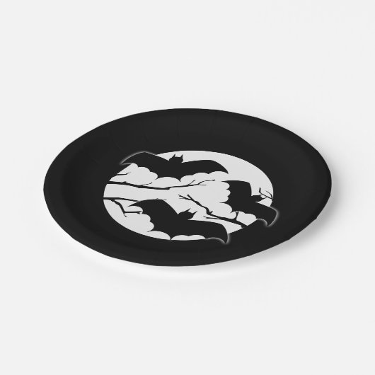 Assiettes En Carton Chauves-souris dans la lune Plaques de fête d'Hall (Angle)