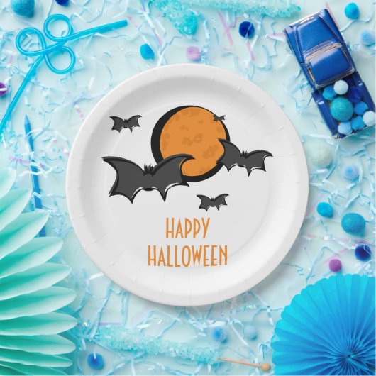 Assiettes En Carton Chauves-souris et lune Plaques en papier d'Hallowe (Fête)