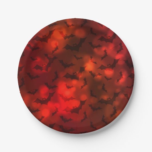 Assiettes En Carton Chauves-souris et motif noir rouge lune (Devant)