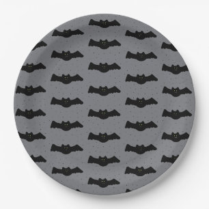 Assiettes En Carton Chauves-souris grises et noires d'Halloween
