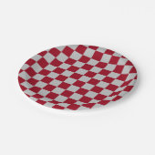 Assiettes En Carton Checkered Burgundy and Silver (Angle)