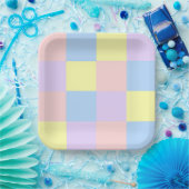 Assiettes En Carton Checkers Pastel Spring (Fête)
