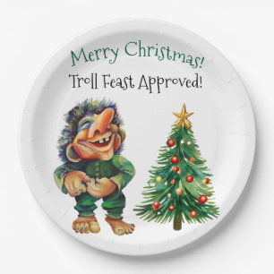 Assiettes En Carton Cheeky Christmas Troll et Tree Delight