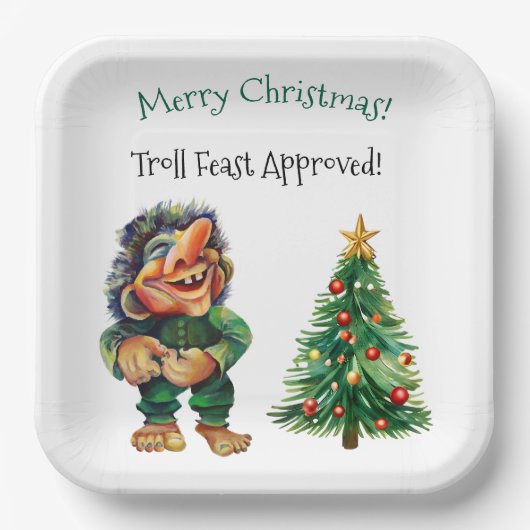Assiettes En Carton Cheeky Christmas Troll et Tree Delight (Recto)