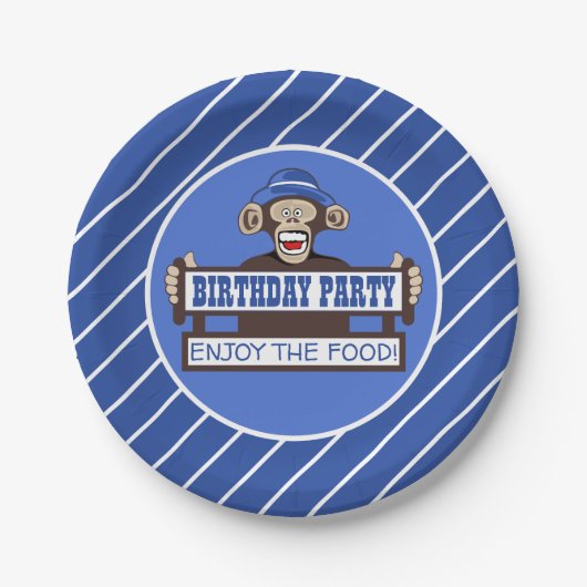 Assiettes En Carton Cheeky Singe Anniversaire Plaque Papier (Devant)
