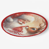 Assiettes En Carton Cheerful Santa Claus Rudolph Christmas Plates (Angle)