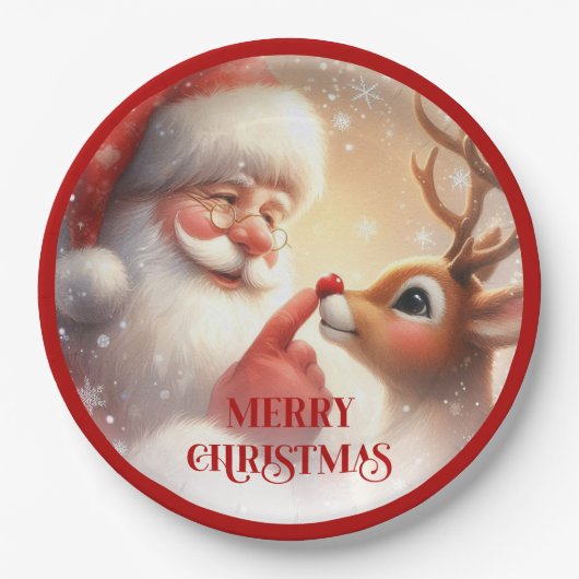Assiettes En Carton Cheerful Santa Claus Rudolph Christmas Plates (Devant)