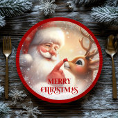 Assiettes En Carton Cheerful Santa Claus Rudolph Christmas Plates
