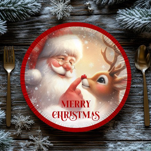Assiettes En Carton Cheerful Santa Claus Rudolph Christmas Plates
