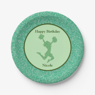 Assiettes En Carton Cheerleader fête d'anniversaire Étincelle verte