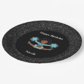 Assiettes En Carton Cheerleader "Joyeux Anniversaire" Black Sparkle (Angle)