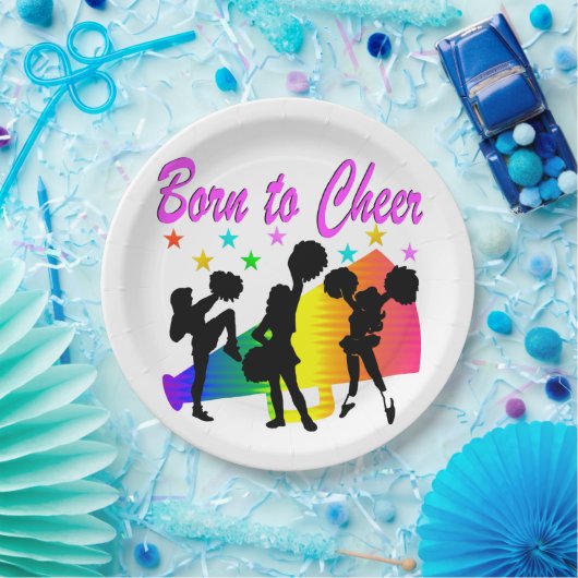 ASSIETTES EN CARTON CHEERLEADING RAINBOW MEGAPHONE DESIGN (Fête)
