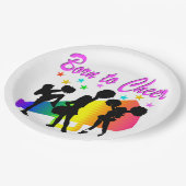 ASSIETTES EN CARTON CHEERLEADING RAINBOW MEGAPHONE DESIGN (Angle)