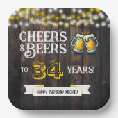 Assiettes En Carton Cheers and Beers to 34 Years Rustic Birthday (Recto)