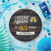 Assiettes En Carton Cheers and Beers to 41 Years Rustic Birthday (Fête)