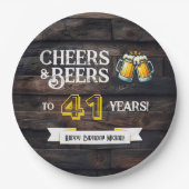 Assiettes En Carton Cheers and Beers to 41 Years Rustic Birthday (Devant)
