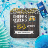 Assiettes En Carton Cheers and Beers to 54 Years Rustic Birthday (Fête)