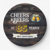 Assiettes En Carton Cheers and Beers to 85 Years Rustic Birthday (Devant)