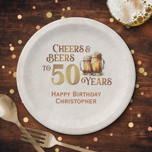 Assiettes En Carton Cheers & Beers 50e anniversaire