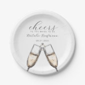 Assiettes En Carton Cheers Elegant Bubbly Fête des mariées Champange (Devant)