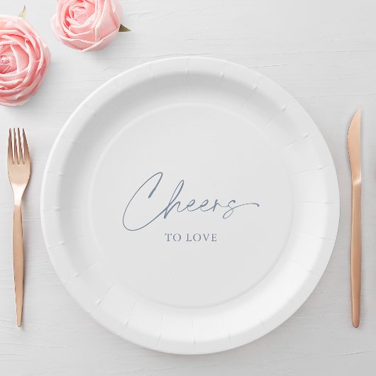 Assiettes En Carton Cheers to Love – Dusty Blue Wedding
