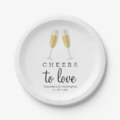 Assiettes En Carton CHEERS To Love Elegant Mariage Champagne Or (Devant)