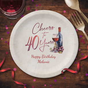 Assiettes En Carton Cheers Wine 40e anniversaire