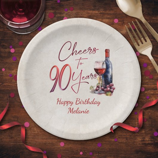 Assiettes En Carton Cheers Wine 90e anniversaire