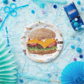 Assiettes En Carton Cheeseburger BBQ Grill Restauration rapide (Fête)