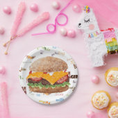 Assiettes En Carton Cheeseburger BBQ Grill Restauration rapide (Fête)