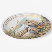 Assiettes En Carton Cheetah Baby et maman (Angle)