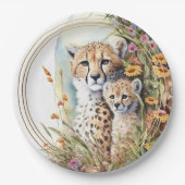 Assiettes En Carton Cheetah Baby et maman (Devant)