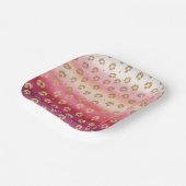 Assiettes En Carton Cheetah Leopard rose et or (Angulaire)