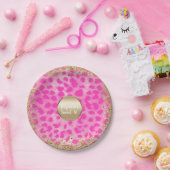 Assiettes En Carton Cheetah léopard rose Imprimer Parties scintillant  (Fête)