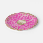 Assiettes En Carton Cheetah léopard rose Imprimer Parties scintillant  (Angle)