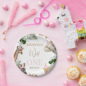 Assiettes En Carton Cheetah Pink Print Safari Wild One 1st Birthday (Fête)