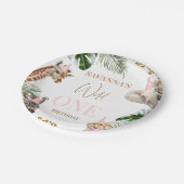 Assiettes En Carton Cheetah Pink Print Safari Wild One 1st Birthday (Angle)