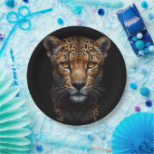 Assiettes En Carton Cheetah Portrait sur noir (Fête)
