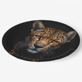 Assiettes En Carton Cheetah Portrait sur noir (Angle)