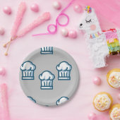 Assiettes En Carton chef casquette sur gris (Fête)