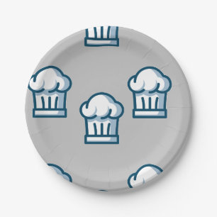 Assiettes En Carton chef casquette sur gris
