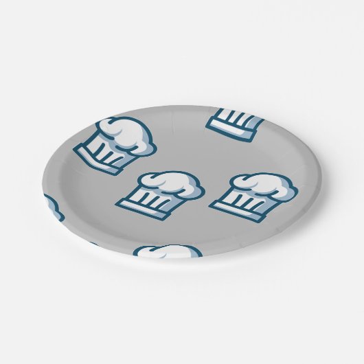 Assiettes En Carton chef casquette sur gris (Angle)