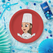 Assiettes En Carton Chef fille personnalisée (Fête)