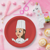 Assiettes En Carton Chef fille personnalisée (Fête)